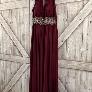 Elegant burgundy evening gown